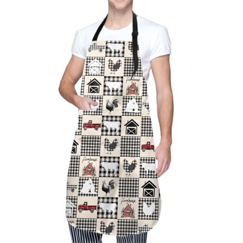 Imiss Waterproof Stain-Resistant Cooking Chef Aprons for Grill BBQ Baking 27 X 31 Inch - color: Farmhouse Rooster