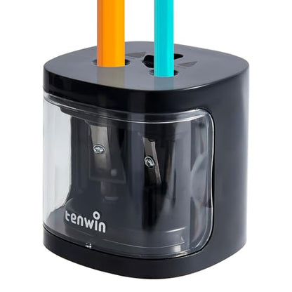 tenwin Electric Pencil Sharpener, Dual-Hole Fit for 6-12mm Pencils - color: Black