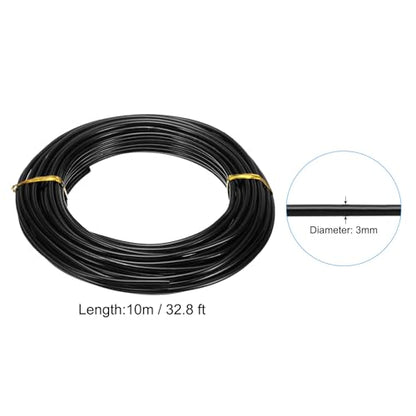 PATIKIL 32.8ft Aluminum Wire, 1pcs Jewelry Wire Aluminum Craft Wire 3mm 9 Gauge Wire Metal for Jewelry Making Beading Crafting Pendants Art, Black - color: Black, size: 3mm