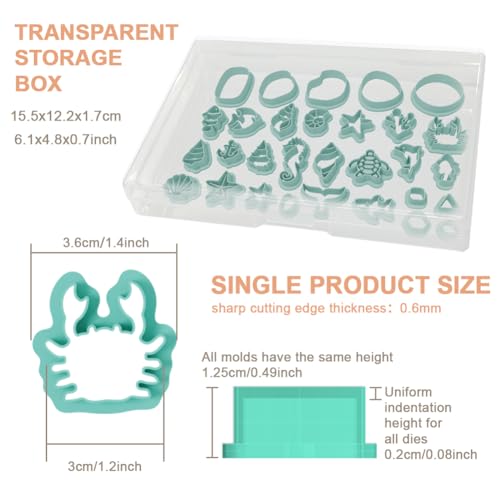 30pcs Sea Creature Shapes Polymer Clay Cutter Seahorse Shell Starfish Cutters for Jewelry Making DIY Marine Style Clay Tools - color: Sea Elements