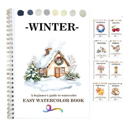 Watercolor Workbooks Coloring Book Beginner Friendly Painting Kit Easy Nature Scenes Paint Set Art Crafts for Creative Exploration Gift for Adults (Winter, Without Palette) - color: Winter, size: Without Palette