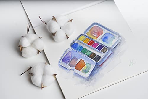 100% Cotton Watercolor Paper Block 140 lb - 9x12 in Cold Pressed 20 Sheets | Professional Grade Water Color Paper, Acid-Free Archival, Dual Texture Surfaces, Warp-Free Block Binding, Gouache & Wet-Media - size: 9"x12" Arch A