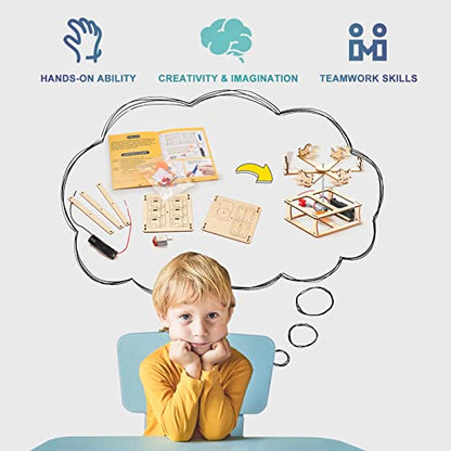 5 Individual STEM Science Kits for Kids, Wood Arts and Craft Kits 8-12 | STEM Toys for Boys Girls Age 8-13 8 10 12 14 Birthday Gift Idea, 3D Puzzles Building Engineering Model Set