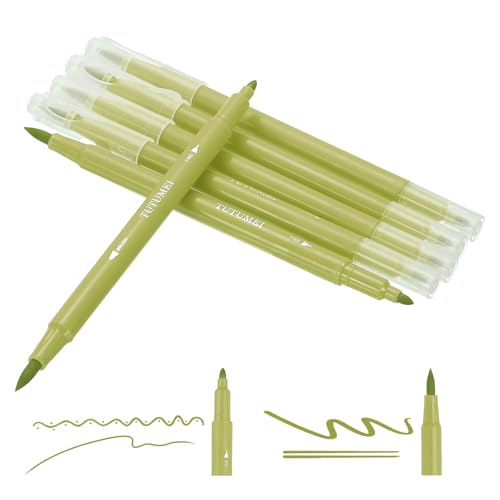PATIKIL Dual Brush Markers, Deep Yellow Fine and Brush Tip Pen Artist Colored Marker Set Supplies for Adult Coloring Books Lettering Journaling Calligraphy Drawing Doodling, 6 Pcs - color: Deep Yellow