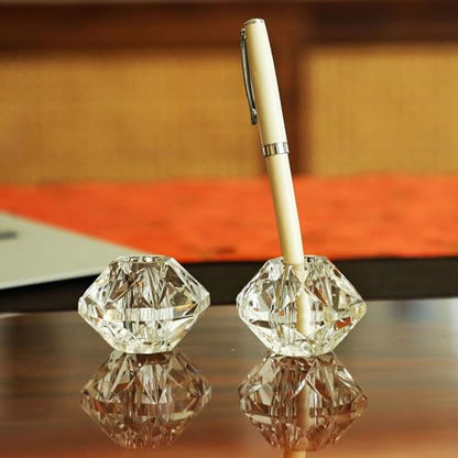 QFkris 2-Packs Crystal Fountain Pen Stand Glass Feather Pen Holder