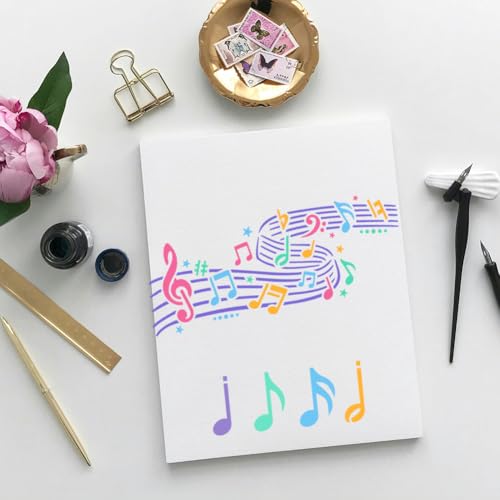 2 Pack Music Notes Stencils for Painting 11.8 x 11.8 Inch Reusable Plastic Music Notes Templates for Painting on Wall Wood Floor Furniture Fabric Canvas, DIY Craft Stencil | 11.8" x 11.8", Musical Note Pattern Stencil Set, Reusable Paint Templates for Woo
