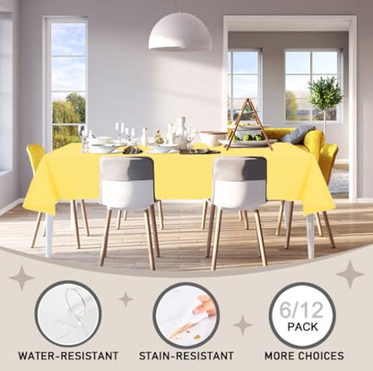 D&Z 12 Pack Yellow Disposable Plastic Tablecloth 54"x108" Table Cover - color: Yellow, size: 12 Pack 54"×108" Rectangle
