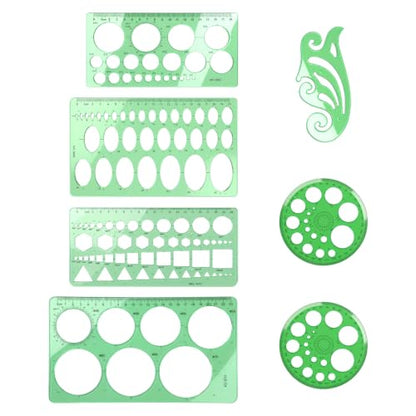 7 Pcs Drafting Templates,ABS Plastic Geometric Stencils,Unit: CM