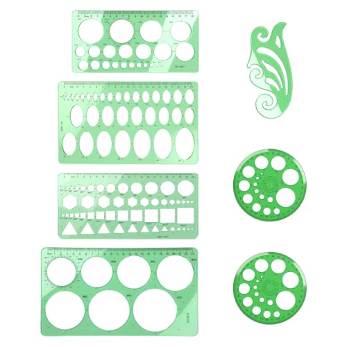 7 Pcs Drafting Templates,ABS Plastic Geometric Stencils,Unit: CM