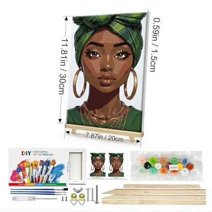HeeBenor Framed Paint by Numbers Kit for Adults, Black Women, 8x12 Inch - color: Black Women 042