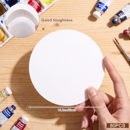 80 Sheets Round Watercolor Paper, 6 Inch, 110 Lb/230 GSM, White - size: Round/6 in