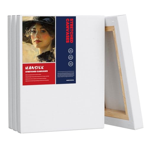 Stretched Canvases for Painting, 6x8 Inch Painting Supplies for Artists, Blank Canvas Pack, 4-Pack for Acrylic, Oil and Gouache Paints - size: White-6×8