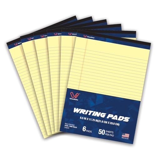 Woodlake Legal Pads 8.5 "x 11" – 6‑Pack, Wide Ruled, Premium Yellow Paper Pad No ink Bleed, Micro‑Perforated Writing Pads,50 Sheets, Letter Size Note pads for School, Office & Home, Made in USA - color: Canary, size: 8.5 x 11 Wide Ruled