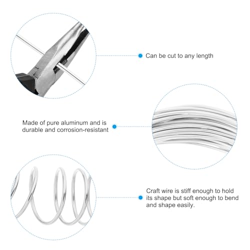 PATIKIL Aluminum Craft Wire, 10m/32.8ft, 1.5mm/14 Gauge, 4pcs, Silver Tone - color: Silver Tone, size: 1.5mm x 32.8ft