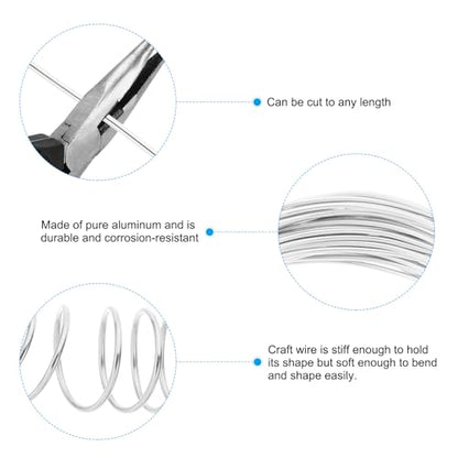 PATIKIL Aluminum Craft Wire, 10m/32.8ft, 1.5mm/14 Gauge, 4pcs, Silver Tone - color: Silver Tone, size: 1.5mm x 32.8ft