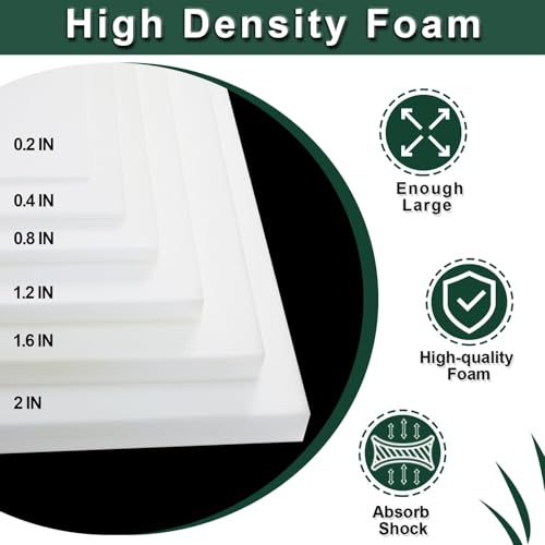 59x79x1.2 Inches Memory Craft Foam Sheets, Suitable for Shipping, Packing, Mailing, DIY, Cosplay, Cushioning Foam, 35D High Density Foam Sheets, White, 35D-FOAM-WHITE-59×79×1.2IN-1PCS - size: 1.2 Inches (1 Pack)