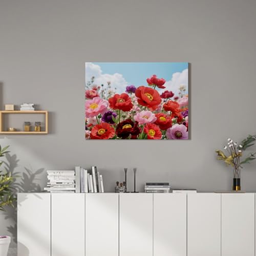 Muzagroo Art 5D Diamond Paintings Kits for Adults Round Full Drill Diamonds Art Kits for Beginners Flower Diamond Art Paintings Gem Art Kits Diamond Dot 30x40cm (Poppy Flower) - color: Poppy flower