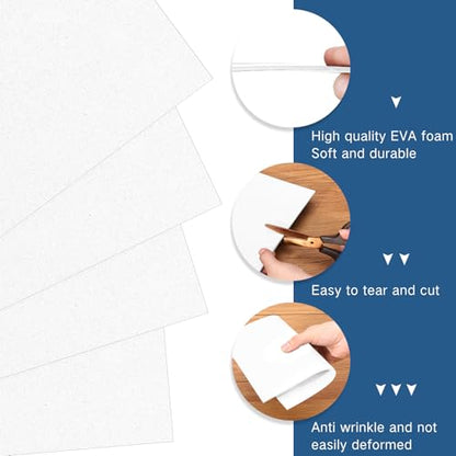 Innconee 20 Pcs 3mm Embroidery Foam EVA Foam Sheets for 3D Embroidery Arts and Crafts, DIY Projects, Hand Sewing, Quilting, Hats, Cosplay Costumes, Pillows (White,9 x 12 Inch) - color: White, size: 9 x 12 Inch