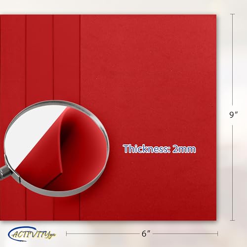 Red EVA Foam Sheets, 6 x 9 Inch, 2mm Thick – Foam Paper for DIY Arts and Crafts, School Projects, and More – 8 Pack - color: Red