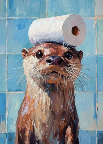 FunLynJoy Paint by Numbers for Adults Beginner, Funny Animals Paint by Numbers Funny Pet 16 x 20 Inch (Otter) - color: Otter
