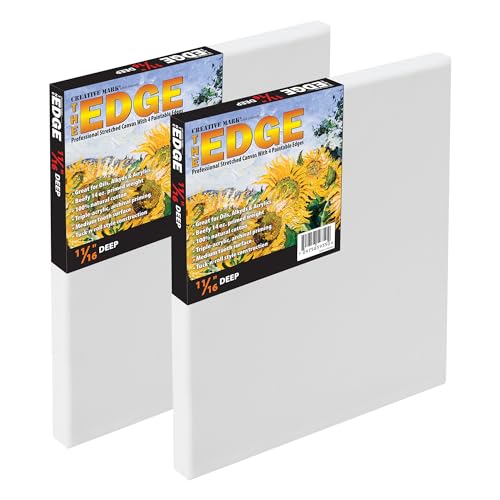 Creative Mark The Edge Deluxe Cotton Stretched Canvas for Painting, 14x18 2-Pack, 14oz. Primed Weight, Universal Archival Priming, Medium Tooth, Frameless Artwork Canvas for Painters of All Levels - size: 14x18