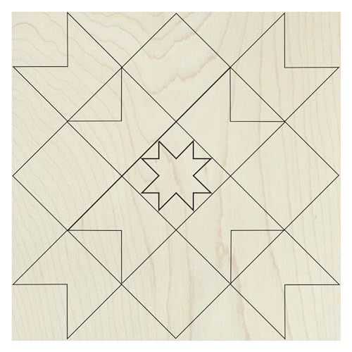 Wooden Barn Quilts | Unfinished Wood Quilt Block Painting Sign | DIY Painting Craft Kit for Adults | Farmhouse Wall Art and Quilting Decor (18 inches, Patchwork Star) - size: 18 inches
