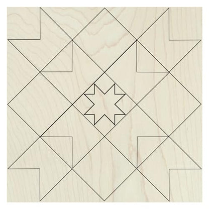 Barn Quilt DIY Kit | Unfinished Wood Quilt Block Painting Sign | Pre Drawn Paintable Wooden Country Wall Art (12 inches, Patchwork Star) - size: 12 inches