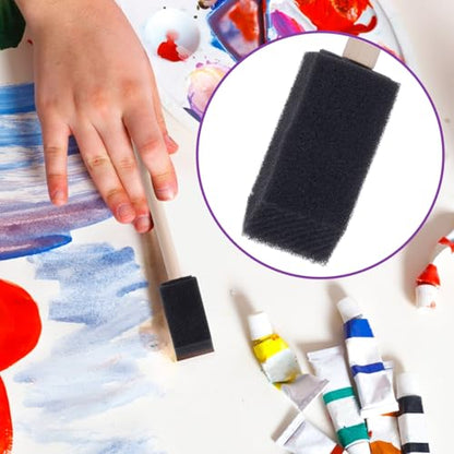 HINZIC 10 Pcs 1 inch Foam Paint Brushes, Wood Handle Sponge Brushes - color: Black-1inch,10pcs