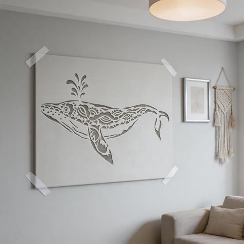 TIAMECH A4 Reusable Mandala Whale Stencil for Painting - style: Mandala Whale