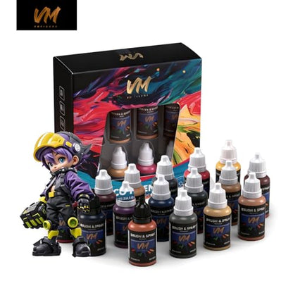 VM Model Paint,20ml Basic Colors Acrylic Paint for Miniatures, Models,Craft - color: Base Color Set 16 Bottles