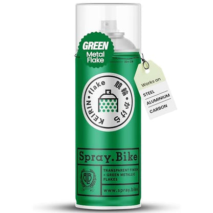 Spray.Bike Keirin Flake Finishing Coat - Matataku Green, 400ml | Metal Flake Spray Paint Coating | Glitter Spray Paint Topcoat for Steel, Aluminum - color: Flake Green