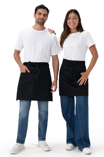 Chef Works Unisex Half Bistro Server Apron - color: Black, 2 Pack