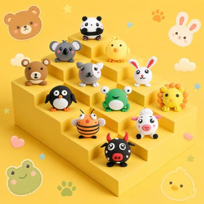 Air Dry Clay Kit -12 Animals Modeling Clay for Kids Arts and Crafts | Ultra Light & Soft,Safe & Non-Toxic,No-Sticky & Crack,DIY Molding Clay with Sculpting Tools,Party Favors Gifts for Girls Boys - color: #01Yellow- Pet Paradise