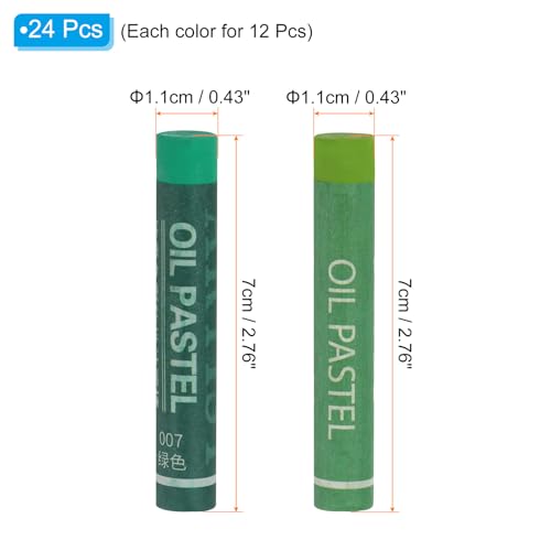 PATIKIL Grass Green, Turquoise Oil Pastels, 24Pcs Soft Oil Crayons Creamy Pastels Stick Art Supplies for Art Painting Drawing Blending Graffiti for Artists Beginners - color: Grass Green/Turquoise
