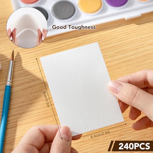 240 Sheets Watercolor Paper, 2.5 x 3.5 in, 110 Lb/230 GSM, White | Cold Press Paper, Good Absorption, Reduced Warping, for Cards, Invitations, Kids, Students, and Beginners - size: 2.5x3.5 Inch