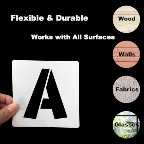8 Inch Letter Stencils for Painting - 42 Pack Alphabet Letter and Number Stencil Templates with Signs for Painting, Reusable Letters Numbers Stencils for Chalkboard Wood Crafts & Wall Decor - size: 8 Inch