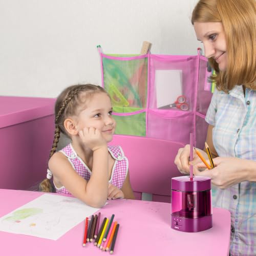 Deli Electric Pencil Sharpener, Automatic Pencil Sharpeners, Deep Pink | Suitable for No.2 Pencils Colored Pencils, USB & Battery Operated Pencil Sharpener for School, Home, Office, Classroom - color: Deep Pink