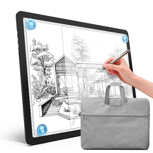 Heanolier A3 tracing Light Box with Bag,(18.2"L x 13.4"W) Super Bright Magnetic Light Pad with Side Buttons,USB-C Power Dimmerable Copy Table, Light board for Diamond Painting,Tattoo Drawing,Sketching - color: Black, size: A3 with Bag