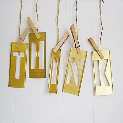 Deezio 1" Brass 46 Pieces Interlocking Stencil Set of Numbers and Letters Kit - size: 1inch(46piece)