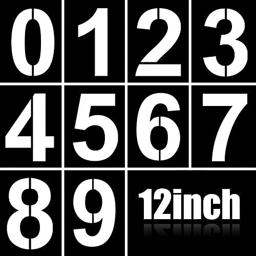 12-Inch Large Number Stencils Kit - Reusable Plastic Address Number Painting Templates for Mailbox Signs, Road, Parking Lot, Door, Trucks - color: 12 Inch