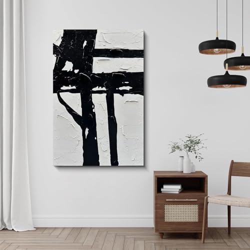 NANKAI Art Hand-drawn black and white abstract decorative oil painting - color: NKHB009