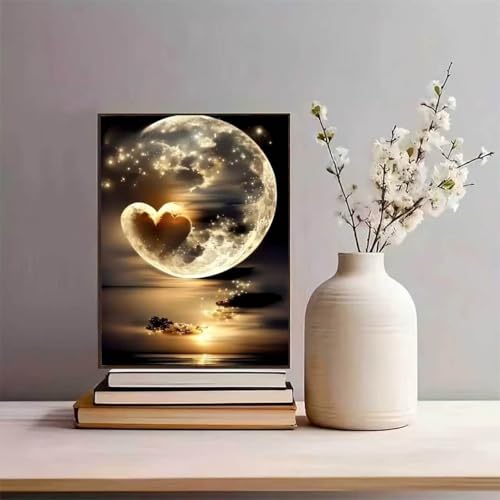 YIYITUPO Diamond Painting Kit, Full Moon Landscape, 12x16 Inches, Round Resin Rhinestones, Full Drill Coverage, Adults (YYZ-017) - color: YYZ-017