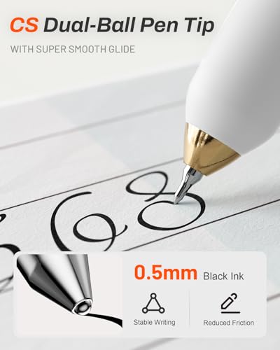 SUNEE Gel Pens, 6 Pack 0.5mm Pens Fine Point Smooth Writing Pens with Quick-Dry Black Ink, Cute Aesthetic School Office Note-Taking Pens for Journaling - White - color: White, style: 6 Pack