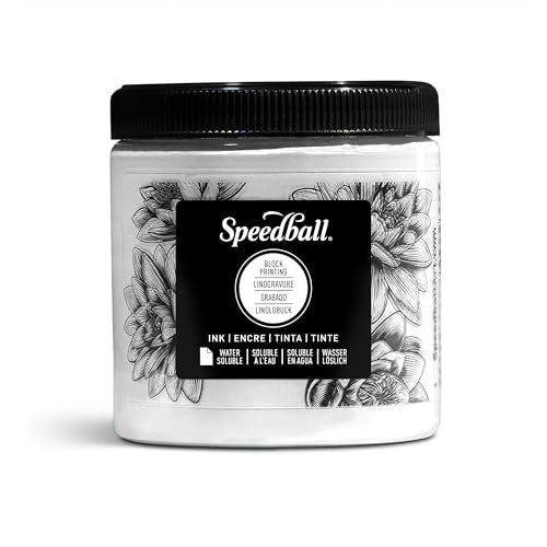 Speedball 3803 Water Soluble Block Printing Ink – Bold Color With Satin Finish AP Non-toxic 8 Fl. Oz., White - color: White, size: 8 fl oz