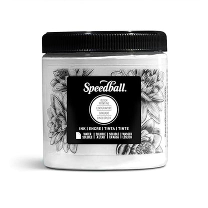 Speedball 3803 Water Soluble Block Printing Ink – Bold Color With Satin Finish AP Non-toxic 8 Fl. Oz., White - color: White, size: 8 fl oz