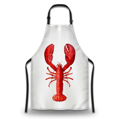 Cooking Apron for Women Lobster Aprons for Men for Kitchen Restaurant BBQ Painting Crafting Gardening 27” (W) x 31” (H), Waterproof Aprons - color: Lobster