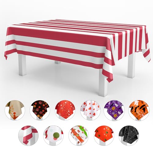 Grandipity Patriotic Theme 12 Pack Premium Disposable Plastic Tablecloth 54 Inch. x 108 Inch. Decorative Rectangle Table Cover - color: Patriotic, size: 54" x 108" - 12 Pack