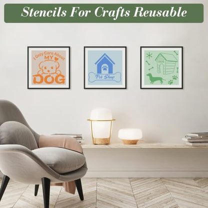 Pet Stencils for Crafts Reusable 25Pcs Stencils(5.9X5.9 Inch) - color: Pet