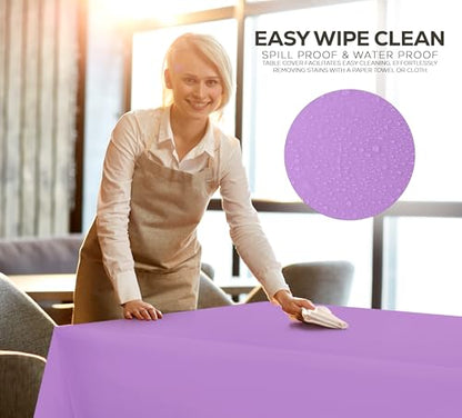 Utopia Kitchen Plastic Table Cloth Disposable [Lavender, 12 Pack] | Rectangle Tablecloth Waterproof Stain Resistant Party Table Cover - color: Lavender, size: 54X108 Inch - 12PC