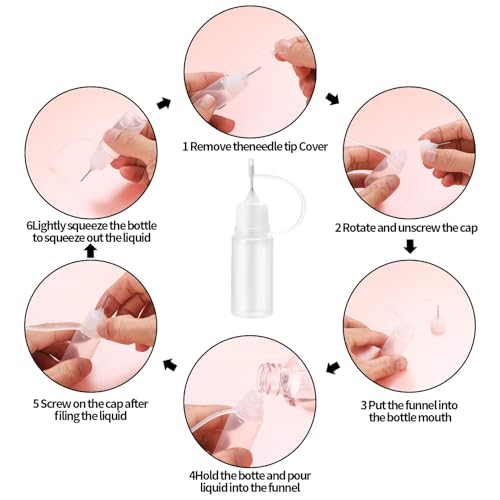 Precision Tip Applicator Bottles, Clear Plastic, 10ml Capacity, 20 Pack, With Needle Tip for Crafts, Glue, Paint